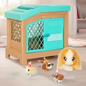 Little Live Pets Mama Surprise Guinea Pig Interactive mom & 3 babies w/ house